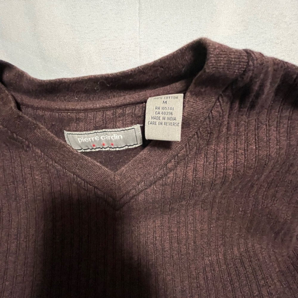 Pierre Cardin Dark Brown V-Neck Sweater - Picture 2 of 3